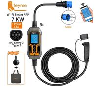 feyree Chargeur de voiture électrique portable type 2 EVSE, avec contrôle via application Wi-Fi, courant réglable et charge intelligente - 32 A / 7 kW