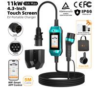 feyree Chargeur EV 16 A 11 kW 3P avec écran tactile 4,3 pouces et historique de charge, chargeur portable Type 2, contrôle intelligent via application et WiFi pour voitures électriques