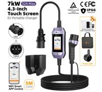Feyree Chargeur EV portable 7 kW Type 2, chargeur domestique CA avec écran tactile 4,3 pouces et contrôle intelligent via application WiFi pour voiture électrique