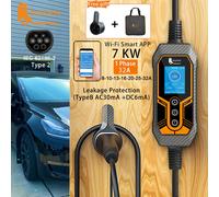 Feyree chargeur EV Portable Type2 32A 7KW EVSE Wi-Fi APP contrôle courant réglable synchronisation intelligente charge pour usage domestique et extérieur 7KW 5m with Adapter