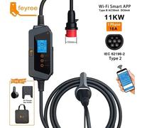 feyree Chargeur portable pour véhicule électrique type 2, 11 kW, 16 A, 3p, prise CEE, boîtier de charge EVSE, contrôle via application Wi-Fi