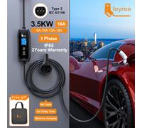 Feyree EV chargeur Type2 3.5kW 16A boîtier de chargement Portable ensemble courant et réglage temps de retard 5M câble pour chargeur de voiture de véhicule électrique Type2 3.5KW 16A