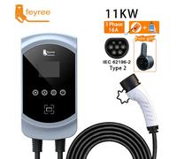 Feyree Station de charge murale type 2 pour voiture électrique 32 A 11 kW avec câble IEC 62196-2 et contrôle via application