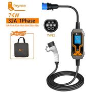 feyree Station de charge portable EVSE 7 kW (type 2, 1 phase, 32 A, câble 5 m, prise mâle CEE) pour voiture électrique
