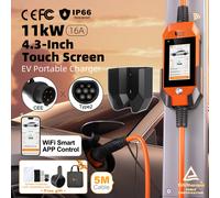 feyree Type2 11 kW Chargeur EV portable avec écran tactile 4,3 pouces, protection thermique double et journal d'historique via application, pour véhicules électriques