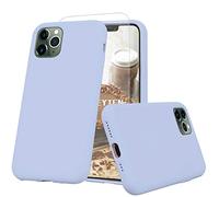 Feyten Coque Compatible avec iPhone 11 Pro Max 6,5 Pouces [avec Verre Trempé], [Mis à Jour] Silicone Liquide Housse Case Protection Complète Cover Étui avec Tissu Microfibre Coussin Coveri (Violet)