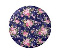 FEYUNYAN Badge durable pour vestes, sacs, cadeaux, badges de collection en fer blanc vif pour événements, enseignants, amis, insigne rond floral à base bleu marine, alternative aux patchs