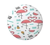 FEYUNYAN Badge durable pour vestes, sacs, cadeaux, badges de collection en fer blanc vif pour événements, enseignants, amis, flamant rose rond, alternative aux patchs thermocollants en vrac, 1 pièce