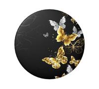 FEYUNYAN Badge durable pour vestes, sacs, cadeaux, badges de collection en fer blanc vif pour événements, enseignants, amis, papillons blancs dorés et noirs, alternative aux patchs thermocollants en