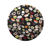FEYUNYAN Badge durable pour vestes, sacs, cadeaux, badges de collection en fer blanc vif pour événements, enseignants, amis, sushi japonais, noir, rond, alternatif aux patchs thermocollants en vrac, 1