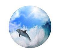 FEYUNYAN Badge durable pour vestes, sacs, cadeaux, badges de collection en fer blanc vif pour événements, enseignants, amis, joli dauphin rond, alternative aux patchs thermocollants en vrac, 1 pièce