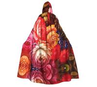 FEYUNYAN Cape à capuche pour adultes, belle cape d'Halloween à fleur rouge, accessoire de costume de sorcière gothique, vampire, fermeture à nouer réglable, cape en polyester doux pour cosplay et