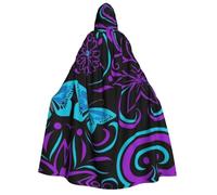 FEYUNYAN Cape à capuche pour adultes, cape d'Halloween à motif papillon et fleurs, accessoire de costume gothique, sorcière, vampire, fermeture à nouer réglable, cape en polyester doux pour cosplay et