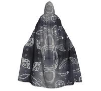 FEYUNYAN Cape à capuche pour adultes, cape d'Halloween d'astronaute, accessoire de costume de sorcière gothique, vampire, fermeture à nouer réglable, cape en polyester doux pour cosplay et fêtes