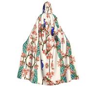 FEYUNYAN Cape à capuche pour adultes, cape d'Halloween paon, accessoire de costume de sorcière gothique, vampire, fermeture à nouer réglable, cape en polyester doux pour cosplay et fêtes d'Halloween