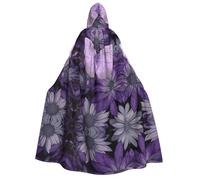 FEYUNYAN Cape à capuche pour adultes, cape d'Halloween papillon violet, accessoire de costume de sorcière gothique, vampire, fermeture à nouer réglable, cape en polyester doux pour cosplay et fêtes