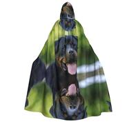 FEYUNYAN Cape à capuche pour adultes, cape d'Halloween Rottweiler, accessoire de costume de sorcière gothique, vampire, fermeture à nouer réglable, cape en polyester doux pour cosplay et fêtes