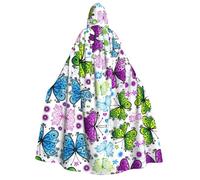 FEYUNYAN Cape à capuche pour adultes, cape papillon coloré pour Halloween, accessoire de costume de sorcière gothique, vampire, fermeture à nouer réglable, cape en polyester doux pour cosplay et fêtes