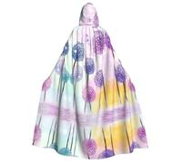 FEYUNYAN Cape à capuche pour adultes, fleurs colorées, papillon violet, accessoire de costume gothique, sorcière, vampire, fermeture à nouer réglable, cape en polyester doux pour cosplay et fêtes