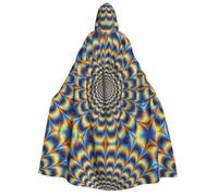 FEYUNYAN Cape à capuche pour adultes, illusion d'optique en spirale, cape d'Halloween, accessoire de costume de sorcière gothique, vampire, fermeture à nouer réglable, cape en polyester doux pour