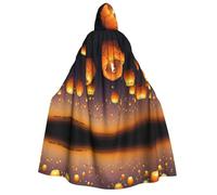 FEYUNYAN Cape à capuche pour adultes, lanterne volante chinoise d'Halloween, accessoire de costume de sorcière gothique, vampire, fermeture à nouer réglable, cape en polyester doux pour cosplay et