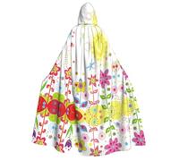 FEYUNYAN Cape à capuche pour adultes, soleil, papillon, libellule, fleurs, Halloween, accessoire de costume gothique, sorcière, vampire, fermeture à nouer réglable, cape en polyester doux pour cosplay