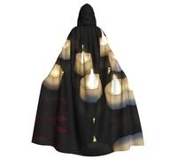 FEYUNYAN Cape d'Halloween effrayante pour adultes, cape à capuche à bougie, cape gothique de sorcière, vampire, robe à capuche, cape à cordon de serrage réglable pour Halloween, fête, cosplay