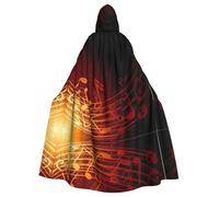 FEYUNYAN Cape d'Halloween effrayante pour adultes, cape à capuche avec note de musique de flamme rouge, cape de sorcière gothique, vampire avec cordon de serrage réglable pour Halloween, fête, cosplay