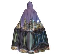FEYUNYAN Cape d'Halloween effrayante pour adultes, cape à capuche de la ville de New York, cape gothique de sorcière, vampire, robe à capuche, cordon de serrage réglable, pour Halloween, fête, cosplay