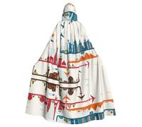 FEYUNYAN Cape d'Halloween effrayante pour adultes, cape à capuche de ville touristique, cape de sorcière gothique, vampire, robe à capuche, cordon de serrage réglable, pour Halloween, fête, cosplay