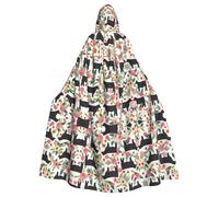 FEYUNYAN Cape d'Halloween effrayante pour adultes, cape à capuche florale gothique, sorcière, vampire, robe à capuche, cordon de serrage réglable, pour Halloween, fête, cosplay