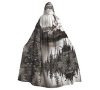 FEYUNYAN Cape d'Halloween effrayante pour adultes, cape à capuche gothique, sorcière, vampire, robe à capuche, cordon de serrage réglable, pour Halloween, fête, cosplay