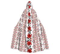 FEYUNYAN Cape d'Halloween effrayante pour adultes, cape à capuche style broderie ukrainienne, cape gothique de sorcière, vampire avec cordon de serrage réglable pour Halloween, fête costumée