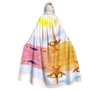 FEYUNYAN Cape d'Halloween effrayante pour adultes, jolie étoile de mer, lunettes de plage, cape à capuche, cape gothique, sorcière, vampire, robe à capuche, cordon de serrage réglable pour Halloween