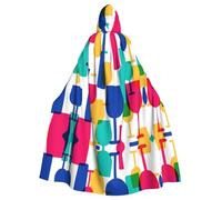 FEYUNYAN Cape d'Halloween effrayante pour adultes, lunettes de cocktail, bouteilles de vin, cape gothique de sorcière, vampire, robe à capuche, cordon de serrage réglable pour Halloween, fête, cosplay