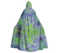 FEYUNYAN Cape d'Halloween effrayante pour adultes, oiseaux et fleurs de lavande, cape gothique de sorcière, vampire, robe à capuche, cordon de serrage réglable pour Halloween, fête, cosplay