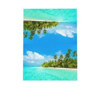 FEYUNYAN Cartes de vœux pour toutes les occasions avec enveloppe bleue, île de sable et palmier, intérieur vierge, cartes de remerciement vierges en papier perlé de luxe respectueux de l'environnement