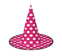 FEYUNYAN Chapeau de sorcière d'Halloween, accessoire de costume de sorcière pliable réglable pour femme et adulte, casquette de magicien pointu, chapeau d'Halloween à gros pois blancs, 3 pièces