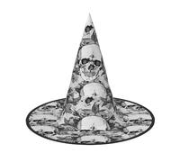 FEYUNYAN Chapeau de sorcière d'Halloween, accessoire de costume de sorcière pliable réglable pour femme et adulte, casquette de magicien pointue, chapeau d'Halloween squelette