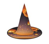 FEYUNYAN Chapeau de sorcière d'Halloween, accessoire de costume de sorcière pliable réglable pour femme et adulte, casquette de magicien pointu, lanternes volantes chinoises, chapeau d'Halloween, 3