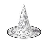 FEYUNYAN Chapeau de sorcière d'Halloween, accessoire de costume de sorcière pliable réglable pour femme et adulte, casquette de magicien pointue, chapeau d'Halloween avec plantes à fleurs, 3 pièces