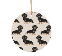 FEYUNYAN Décoration de Noël ronde en aluminium à suspendre, arbre de Noël, décoration à suspendre pour arbre de cheminée, fête, vacances, festival, pendentif cercle festif en forme de chien mignon