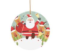 FEYUNYAN Décoration de Noël ronde en aluminium à suspendre, arbre de Noël, décoration à suspendre pour sapin, cheminée, fête, vacances, festival, Père Noël, pendentif cercle festif avec corde