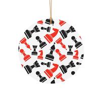 FEYUNYAN Décoration de Noël ronde en aluminium à suspendre, arbre de Noël, décoration à suspendre pour arbre de cheminée, fête, vacances, maison, festival, motif d'échecs, pendentif cercle festif avec