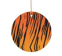 FEYUNYAN Décoration de Noël ronde en aluminium à suspendre, arbre de Noël, décoration à suspendre pour sapin de Noël, cheminée, fête, vacances, festival, motif tigre à rayures festives avec corde