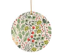 FEYUNYAN Décoration de Noël ronde en aluminium à suspendre, arbre de Noël, décoration à suspendre pour sapin, cheminée, fête, vacances, festival, belles fleurs festives avec corde