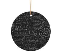 FEYUNYAN Décoration de Noël ronde en aluminium à suspendre, arbre de Noël, pendentif à suspendre pour arbre de cheminée, fête, vacances, maison, festival, science abstraite, chimie, pendentif cercle