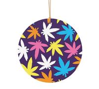 FEYUNYAN Décoration de Noël ronde en aluminium à suspendre, pendentif arbre de Noël à suspendre pour cheminée, fête, vacances, festival, pendentif cercle festif coloré avec corde