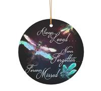 FEYUNYAN Décoration de Noël ronde en aluminium à suspendre, pendentif d'arbre de Noël à suspendre pour cheminée, fête, vacances, festival, libellule colorée avec corde