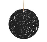 FEYUNYAN Décoration de Noël ronde en aluminium à suspendre pour sapin de Noël, cheminée, fête, vacances, festival, constellation étoilée, pendentif cercle festif avec corde